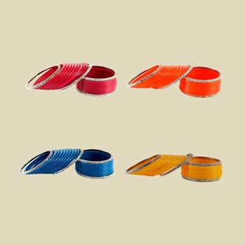 Set of 4  Brass,acrylic, multicolor ,stone stud,bangle combo 2