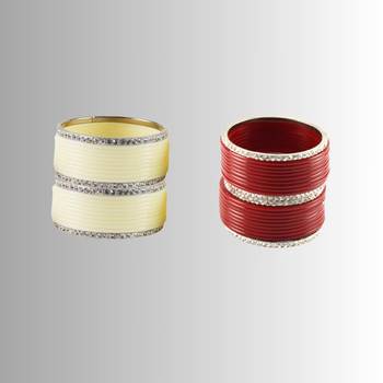 Set of 2 Brass,acrylic, multicolor ,stone stud,bangle combo 1