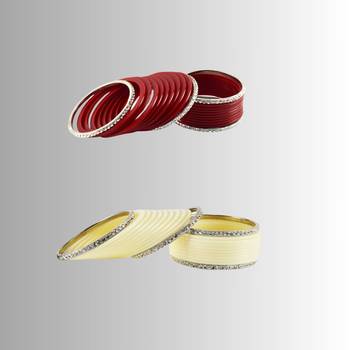 Set of 2 Brass,acrylic, multicolor ,stone stud,bangle combo 2