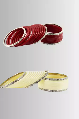 Set of 2 Brass,acrylic, multicolor ,stone stud,bangle combo