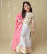 Traditional pichwai printed lehnga set for kids