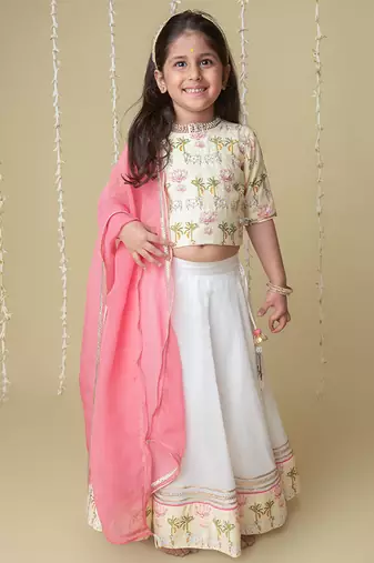 Traditional pichwai printed lehnga set for kids