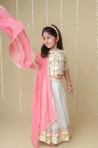 Traditional pichwai printed lehnga set for kids