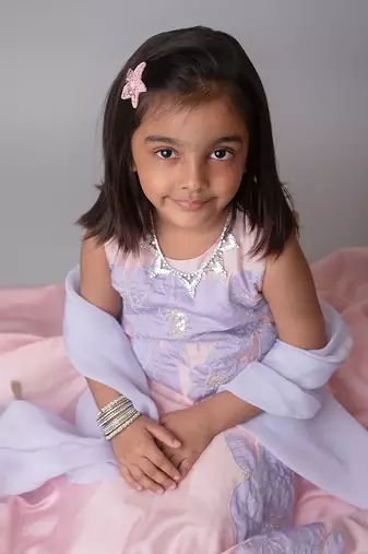Pink floral applique lehnga set for kids