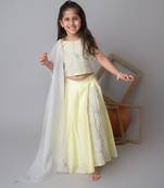 Lemon floral applique lehnga set