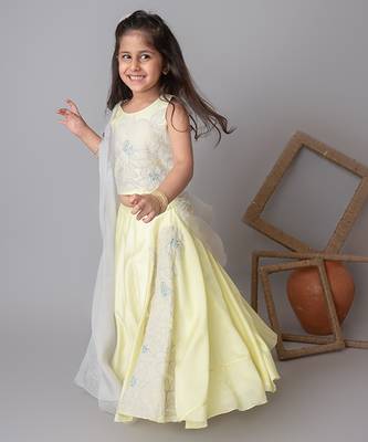 Lemon floral applique lehnga set 2