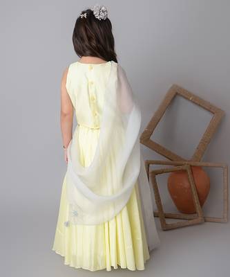 Lemon floral applique lehnga set 3