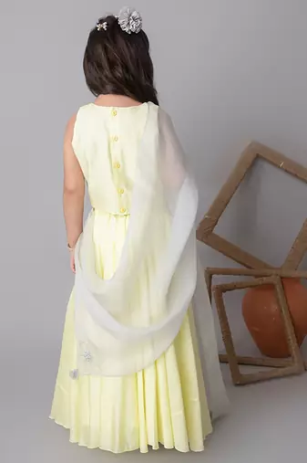 Lemon floral applique lehnga set