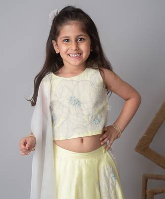 Lemon floral applique lehnga set 5