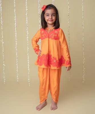 Sunset applique dhoti set for kids 2