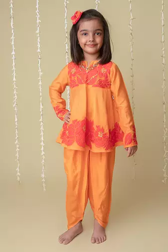 Sunset applique dhoti set for kids