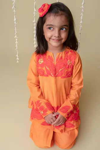 Sunset applique dhoti set for kids