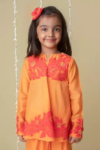 Sunset applique dhoti set for kids