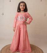 Pomegranate striped sharara set