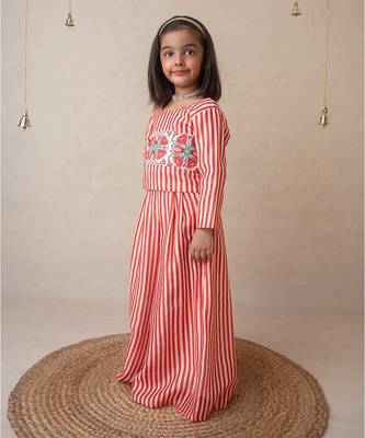 Pomegranate striped sharara set 3