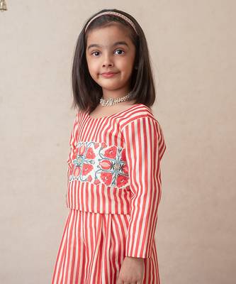 Pomegranate striped sharara set 4