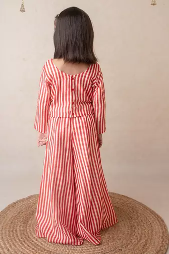Pomegranate striped sharara set