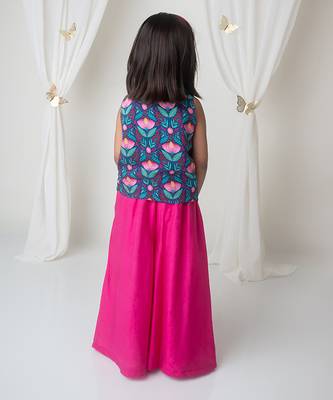 Floral printed waistcoat and sharara set for kids 2