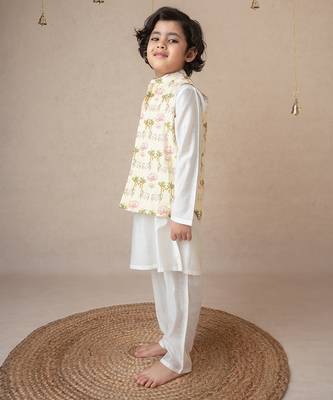 Traditional pichwai printed bundhgala and kurta set 2