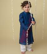 Midnight gold applique kurta set for kids