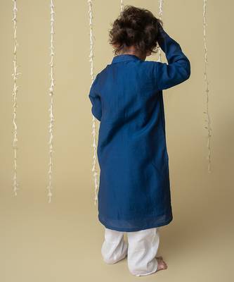 Midnight gold applique kurta set for kids 3
