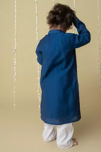 Midnight gold applique kurta set for kids