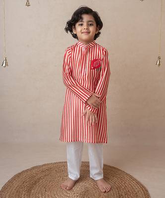 Pomegranate striped kurta set for kids 1
