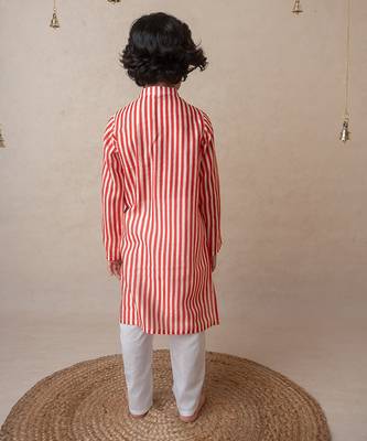 Pomegranate striped kurta set for kids 2