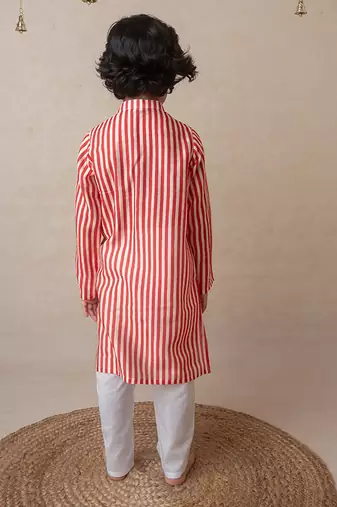 Pomegranate striped kurta set for kids