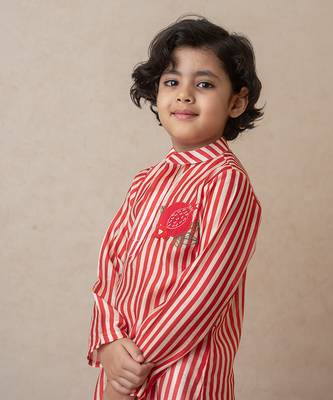 Pomegranate striped kurta set for kids 3