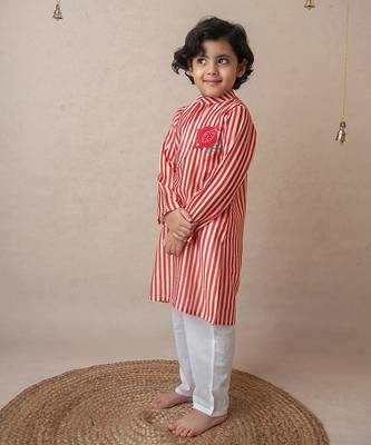 Pomegranate striped kurta set for kids 5