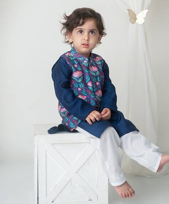 Floral printed bandhgala and kurta set 1