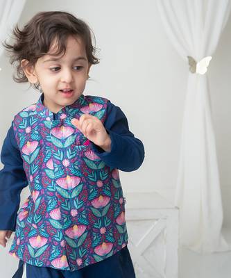 Floral printed bandhgala and kurta set 2