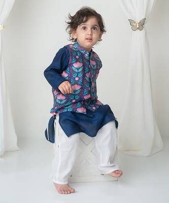 Floral printed bandhgala and kurta set 4
