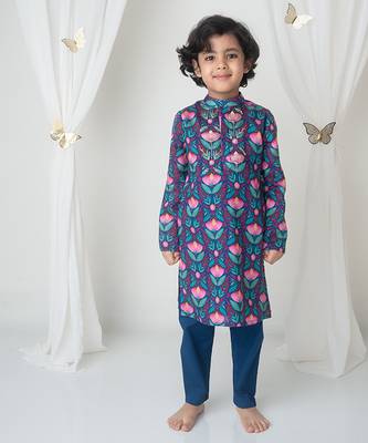 Floral printed kurta set for kids 1
