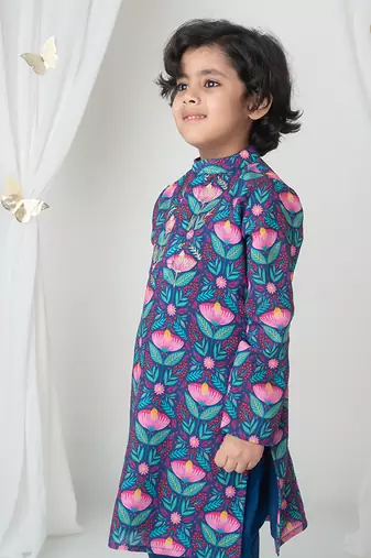 Floral printed kurta set for kids