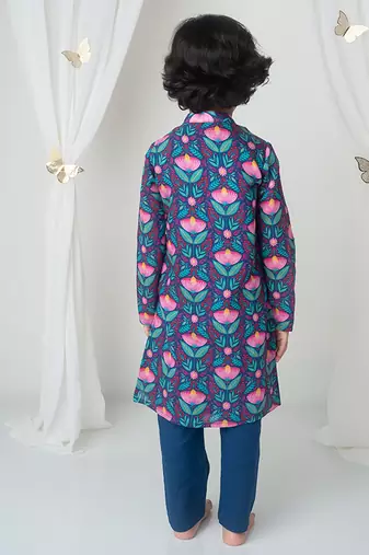 Floral printed kurta set for kids