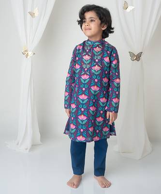 Floral printed kurta set for kids 4