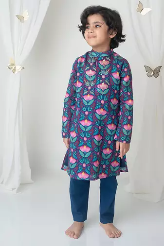 Floral printed kurta set for kids