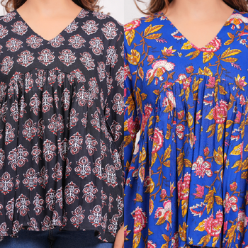 Pack of 2 handmade jaipuri printed rayon fabric designer tops & tunics 2