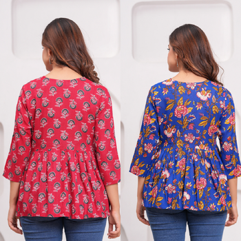 Pack of 2 handmade jaipuri printed rayon fabric designer tops & tunics 2