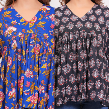 Pack of 2 handmade jaipuri printed rayon fabric designer tops & tunics 2