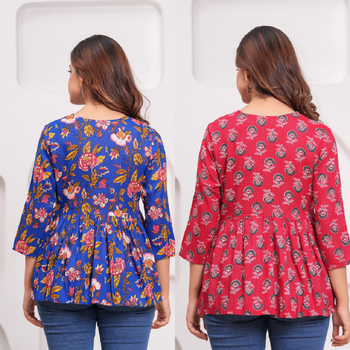 Pack of 2 handmade jaipuri printed rayon fabric designer tops & tunics 3