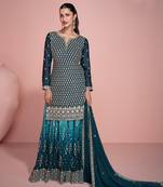 Morpich embroidered chinon free size palazo suit