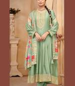 Green embroidered vichitra semi-stitched anarkali salwar suit