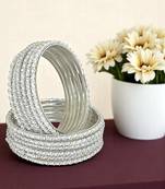 9blings set of 12 silver plated beads studded metal bangle set