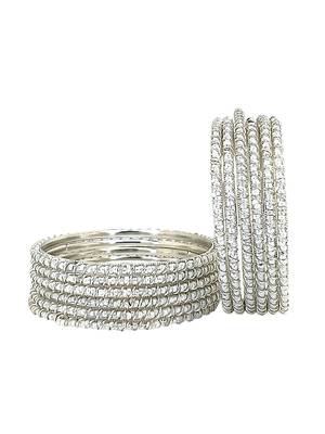 9blings set of 12 silver plated beads studded metal bangle set 3