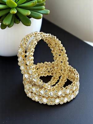 9blings set of 4 gold plated kundan studded bangle set 1