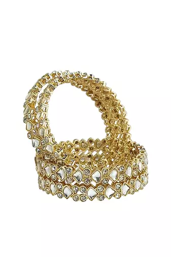 9blings set of 4 gold plated kundan studded bangle set