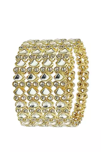 9blings set of 4 gold plated kundan studded bangle set
